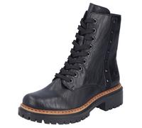 Schnürstiefelette RIEKER, Damen, Gr. 38, schwarz, Lederimitat, unifarben, Schuhe Schnürstiefelette, Schnürboots, Blockabsatz, Innenreißverschluss und Nietenverzierung, Topseller (18774915-38) schwarz