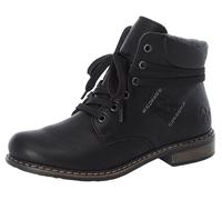 Schnürstiefelette RIEKER, Damen, Gr. 40, schwarz, Filz, Lederimitat, Nubuklederimitat, Schuhe Schnürstiefelette, Schnürboots, Blockabsatz, mit gepolstertem Schaftabschluss, Topseller (66856932-40) sch