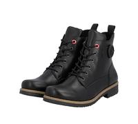 Schnürstiefelette RIEKER, Damen, Gr. 42, schwarz, Lederimitat, unifarben, Basic, Schuhe, Schnürboots, Stiefelette, Blockabsatz mit dekorativer Zierschnalle (85624810-42) schwarz