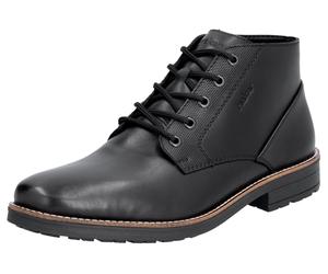 Schnürstiefelette RIEKER, Herren, Gr. 42, Textil, schwarz, Leder, unifarben, Schuhe Schnürstiefelette, Schnürboots, Business-Schnürer, Stiefelette mit weicher Decksohle (97616520-42) schwarz