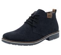 Schnürstiefelette RIEKER, Herren, Gr. 44, blau (dunkelblau), Veloursleder, kontrastfarbene Details, Schuhe Schnürstiefelette, mit kariertem Innenfutter (45674653-44)