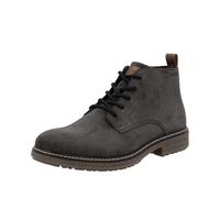 Schnürstiefelette RIEKER, Herren, Gr. 46, dunkelgrau, braun, Nubukleder, Schuhe Schnürstiefelette, Schnürboots, Workerboots, Profilsohle, mit Anziehlasche (39482913-46) dunkelgrau, braun