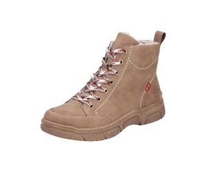 Schnürstiefelette RIEKER "Rieker Stiefelette Lederimitat", Damen, Gr. 37, wood, Lederimitat, Schuhe Schnürstiefelette (74376700-37) wood