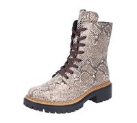 Schnürboots RIEKER, Damen, Gr. 38, beige (beige, kombiniert), Lederimitat, Schuhe Schnürboots, Schnürstiefelette, Profilsohle, in veganer Verarbeitung (11305839-38) beige, kombiniert