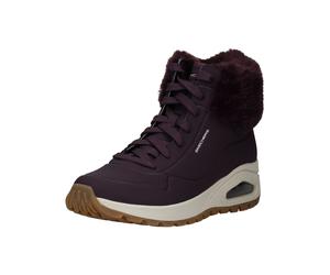 Schnürstiefelette SKECHERS "Skechers Stiefelette Lederimitat/Textil", Damen, Gr. 37, rot (weinrot), Lederimitat, Textil, Schuhe Schnürstiefelette (91477536-37) weinrot