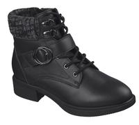 Schnürstiefelette SKECHERS "TENLEY - DREAMING OF FALL", Damen, Gr. 38, Textil, schwarz, Leder, Textil, Schuhe Schnürstiefelette, Schnürboots, Blockabsatz, mit Memory Foam Ausstattung (36076046-38) sch