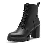 Schnürstiefelette TAMARIS, Damen, Gr. 37, schwarz, Leder, Lederimitat, unifarben, Basic, Schuhe Schnürstiefelette, Blockabsatz, Schnürboots mit Ziernähten (96473251-37) schwarz