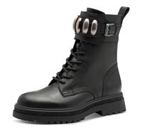 Schnürstiefelette TAMARIS, Damen, Gr. 37, schwarz, Leder, Lederimitat, unifarben, Schuhe Schnürstiefelette, Blockabsatz, Schnürboots mit Schmuckelementen in Metallicoptik (14084225-37) schwarz