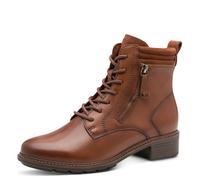 Schnürstiefelette TAMARIS, Damen, Gr. 38, cognac, Leder, Lederimitat, Textil, Schuhe Schnürstiefelette, Blockabsatz, Schnürboots mit Ziernähten und Kontrast-Rahmennaht (71827121-38) cognac