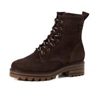 Schnürstiefelette TAMARIS, Damen, Gr. 39, mokka, Veloursleder, unifarben mit Farbeinsatz, used, Schuhe Schnürstiefelette, Blockabsatz, Schnürboots mit zusätzlichem Innenreißverschluss (21659012-39) mo