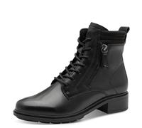 Schnürstiefelette TAMARIS, Damen, Gr. 39, schwarz, Leder, Lederimitat, Textil, Schuhe Schnürstiefelette, Blockabsatz, Schnürboots mit Ziernähten und Kontrast-Rahmennaht (93356808-39) schwarz