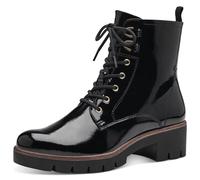 Schnürstiefelette TAMARIS, Damen, Gr. 39, wärmend, schwarz (schwarz, lack), Lacklederimitat, unifarben, Schuhe Schnürstiefelette, mit Anziehlasche (67201101-39) schwarz, lack