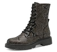 Schnürstiefelette TAMARIS, Damen, Gr. 39, schwarz (schwarz snake), Textil, Reptilienprägung, Schuhe Schnürstiefelette, Blockabsatz, Schnürboots mit trendiger Prägung (73369700-39) schwarz snake