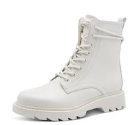 Schnürstiefelette TAMARIS, Damen, Gr. 39, weiß (sanftes weiß), Lederimitat, Nubukleder, Schuhe Schnürstiefelette, Blockabsatz, Schnürboots mit zusätzlichem Innenreißverschluss, Topseller (97405821-39)