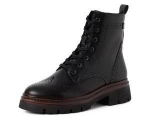 Schnürstiefelette TAMARIS, Damen, Gr. 41, wärmend, beige (schwarz), Glattleder, Lyralochung, Schuhe Schnürstiefelette, Schnürboots mit modischer Lyralochung, Topseller (97285837-41) schwarz