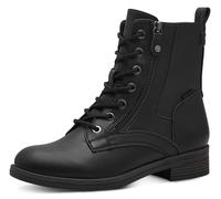 Schnürstiefelette TAMARIS "SHAE", Damen, Gr. 41, schwarz, Lederimitat, aufgeraut, kontrastfarbene Details, unifarben, Schuhe Schnürstiefelette, Stiefelette mit Reißverschluss, Schnürstiefelette für Da