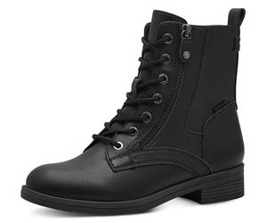Schnürstiefelette TAMARIS "SHAE", Damen, Gr. 41, schwarz, Lederimitat, aufgeraut, kontrastfarbene Details, unifarben, Schuhe Schnürstiefelette, Stiefelette mit Reißverschluss, Schnürstiefelette für Da