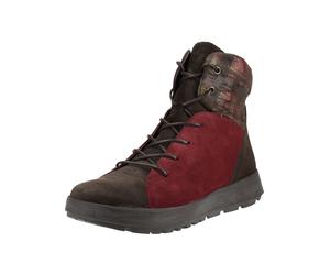 Schnürstiefelette THINK "Think Stiefelette Veloursleder", Damen, Gr. 41, braun, rot, Veloursleder, Schuhe Schnürstiefelette (43362520-41) braun, rot