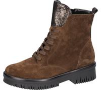Schnürstiefelette WALDLÄUFER "H-ALEA", Damen, Gr. 7 (40,5), braun (dunkelbraun), Nappaleder, Veloursleder, kontrastfarbene Details, metallic, Schuhe Schnürstiefelette, Schnürboots, Plateaustiefelette,