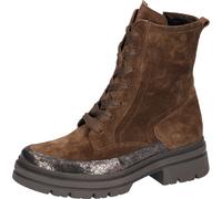 Schnürstiefelette WALDLÄUFER "H-AMARA", Damen, Gr. 3,5 (36), dunkelbraun, anthrazit, Nappaleder, Veloursleder, metallic, Schuhe Schnürstiefelette, Schnürboots, Winterboots, mit Innenreißverschluss, We