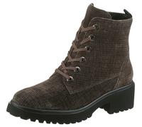 Schnürstiefelette WALDLÄUFER "H-LUISE", Damen, Gr. 5 (38), grün (khaki), Veloursleder, kariert, Schuhe Schnürstiefelette, Schnürboots, Profilsohle, Blockabsatz, in Komfortweite H (= sehr weit) (712955