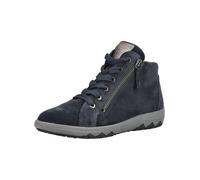 Schnürstiefelette WALDLÄUFER "Waldläufer Stiefelette Veloursleder", Damen, Gr. 38, blau (dunkelblau, grau), Veloursleder, Schuhe Schnürstiefelette (23125518-38) dunkelblau, grau