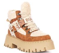 Plateaustiefelette BUFFALO "Aspen Com Mid Warm", Damen, Gr. 39, beige, braun, Nubuklederimitat, Textil, Schuhe, Winterboots, Schnürboots, Stiefelette mit kuscheligem Warmfutter (57281838-39) beige, br
