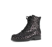 Schnürstiefelette GABOR "PISA", Damen, Gr. 38,5, schwarz (schwarz, leo), Veloursleder, animal-print, modisch, Schuhe, Blocakabsatz, Schnürboots im Animal-Look, Komfortweite G (53247423-38,5) schwarz,