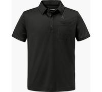 Poloshirt SCHÖFFEL "Polo Shirt Ramseck M", Herren, Gr. 56, 9990, schwarz, Oberstoff: 77% Polyester, 18% Lyocell, 5% Elasthan, V-Ausschnitt, Shirts (86439137-56) 9990, schwarz