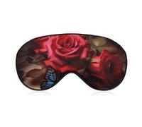 Schöne Augenmaske mit Blume, Schmetterling, Rosen, Schlafmasken, Schlafmasken für Damen, Herren, Schlafmaske, Reise-Augenmaske, Schlafmaske, Verdunkelung, lustige Schlafmaske, niedliche Schlafmaske