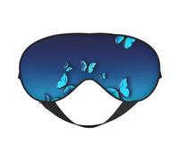Schöne blaue Schmetterlings-Augenmaske, doppelseitig, weich, Verdunkelung, Entspannung, Nulldruck, Nachtschlaf-Augenmaske