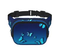 Schöne blaue Schmetterlings-Hüfttasche, doppellagig, Brusttasche, Crossbody-Tasche, Laufen, Reisen, Wandern, Hüfttasche, Schwarz , Einheitsgröße