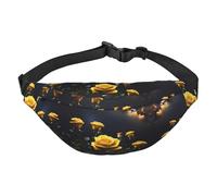 Schöne gelbe Rosen, modische Hüfttasche, geeignet für Sport, Laufen, Radfahren, Reisen, Angeln, Jungen, große Umhängetasche, schwarz, Einheitsgröße