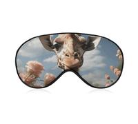 Schöne Giraffen-Schlafmaske, lichtblockierende Augenmaske, bequem und weich, Augenabdeckung mit Gummiband, geeignet für Männer und Frauen, geeignet für Reisen/Schlafen