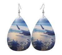 Schöne Himmelsflugzeug-Ohrringe für Damen, tropfenförmige Leder-Ohrringe, doppelseitig, baumelnde Ohrringe, leicht, Damen-Ohr-Accessoires, Schmuck, modisch, Geburtstagsgeschenk