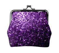 Schöne lila Geldbörse mit Glitzer-Druck, tragbare Münzgeldbörse aus Faserleder, Mini-Geldbörse für Damen, Schwarz , Einheitsgröße, Münztasche