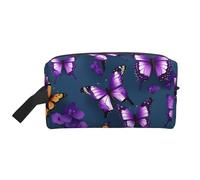 Schöne lila Schmetterlings-Aufbewahrungstasche, Kulturbeutel, Kosmetiktasche, Schreibwaren-Tasche, Reisetasche, tägliche Aufbewahrungstasche, weiß, Einheitsgröße