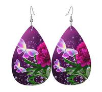 Schöne lila Schmetterlings-Leder-Ohrringe für Frauen, Tropfenohrringe, trendige Leder-Ohrringe, baumelndes Schmuckgeschenk für Mutter, Ehefrau, Töchter