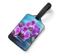 Schöne Orchidee Gepäckanhänger für Koffer, PU-Leder Reisegepäckanhänger mit Edelstahlschlaufen, Privatsphäre, Namensausweise, wasserdichte Reiseutensilien für Kreuzfahrt, Flughafen, Geschäftsreise