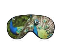 Schöne Pfauen-Schlafmaske, weich, bequem, Augenmaske mit verstellbarem Riemen, Augenabdeckung, Augenschatten für Männer und Frauen, Arbeit, Reisen