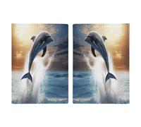 Schöne Reisepasshülle aus Leder mit Delfin-Design, minimalistisch, Reisebrieftasche, Reisepassbuchhalter für Damen und Herren, Stil, 20,3 x 13,8 cm, Stil:, 20.3x13.8cm