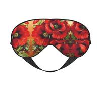 Schöne rote Mohnblumen-Augenmaske, doppelseitig, weich, verdunkelnd, Augenmaske für Nickerchen, Nachtschlaf