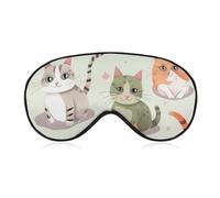Schöne Schlafmaske mit Cartoon-Katzen, weich, bequem, Augenmaske mit verstellbarem Riemen, Augenschutz, Augenschatten für Männer und Frauen, Arbeit, Reisen