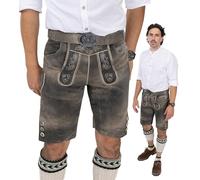 Schöneberger Trachten Couture Herren Lederhose kurz mit Trachtengürtel, Trachtenlederhose braun für Oktoberfest, Trachtenhose Starnberg (54)