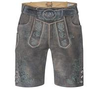 Schöneberger Trachten Couture Herren Lederhose kurz mit Trachtengürtel - Traditionelle bayerische Trachtenhose braun aus Original Nubukleder Antik