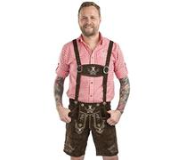 Schöneberger Trachten Couture Herren Lederhose kurz - Trachtenlederhose inkl. Hosenträger - Trachtenhose Echt-Leder Tracht Alpenjäger (50, Dunkelbraun)