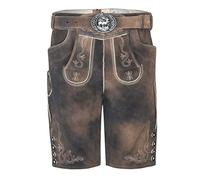 Schöneberger Trachten Couture Herren Vintage Lederhose Steiermark kurz - Trachtenlederhose Antik Taupe inkl. Trachtengürtel Modell Steiermark (54, grau-braun)