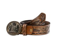 Schöneberger Trachten Couture Trachtengürtel aus Büffel-Leder - Handmade Unikat Ledergürtel - hand-geschnitzter und hochwertiger Lederhosen Gürtel Elias (BW 100 (50-52))