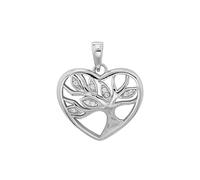 Schöner 925 Sterling Silber Herz Damen - Lebensbaum Anhänger mit Zirkonia