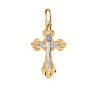 Schöner Anhänger-Kreuz aus Gelb-/Weißgold 585, Höhe ca. 26 mm
